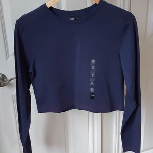 Blue long sleeve crop top